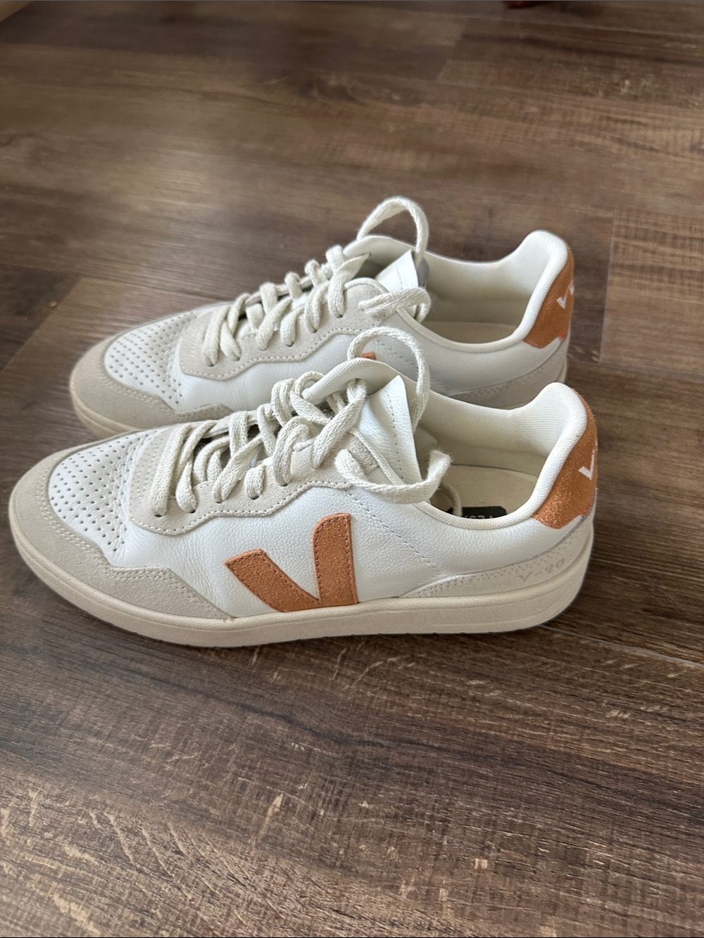 Veja Women’s V-12 Sneaker in Off-White with Tan V Logo